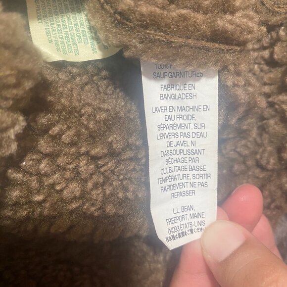 L.L. Bean Faux Fur lined Suede Winter Jacket Brown Womens size medium Petite - Picture 7 of 11